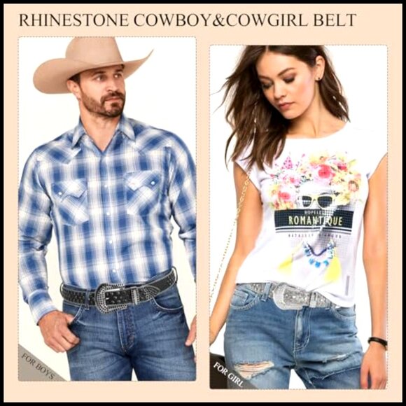 Rhinestone Studded Belt Bling Cowgirl Cowboy Waist Belt Shining Diamond main image 6
